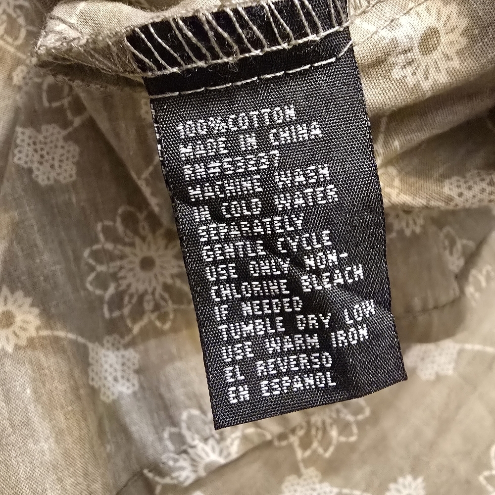 Mlle Gabrielle Floral Cotton Midi Dress Sage Green Large Cottagecore Button Up - Picture 14 of 16